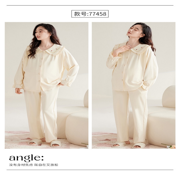 91家纺网 家纺一手货源 找家纺 （总）洛兰沙家居馆 新款纯棉甜美哺乳家居服春夏季孕产妇长袖休闲舒适翻领月子服