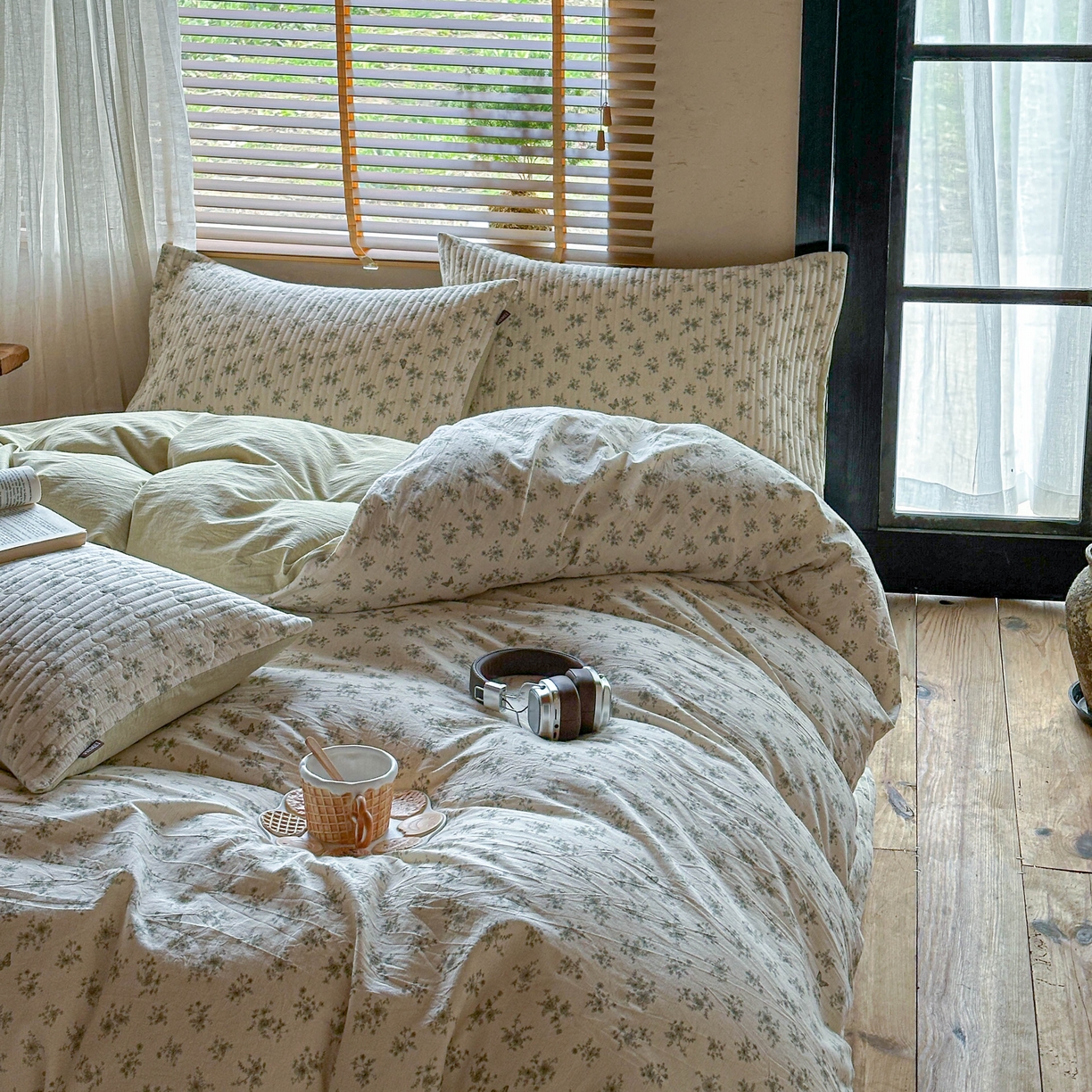 91家纺网 家纺一手货源 找家纺 孑寐家纺 2026新款亲肤舒适全棉棉麻床盖四件套 清风蝶语