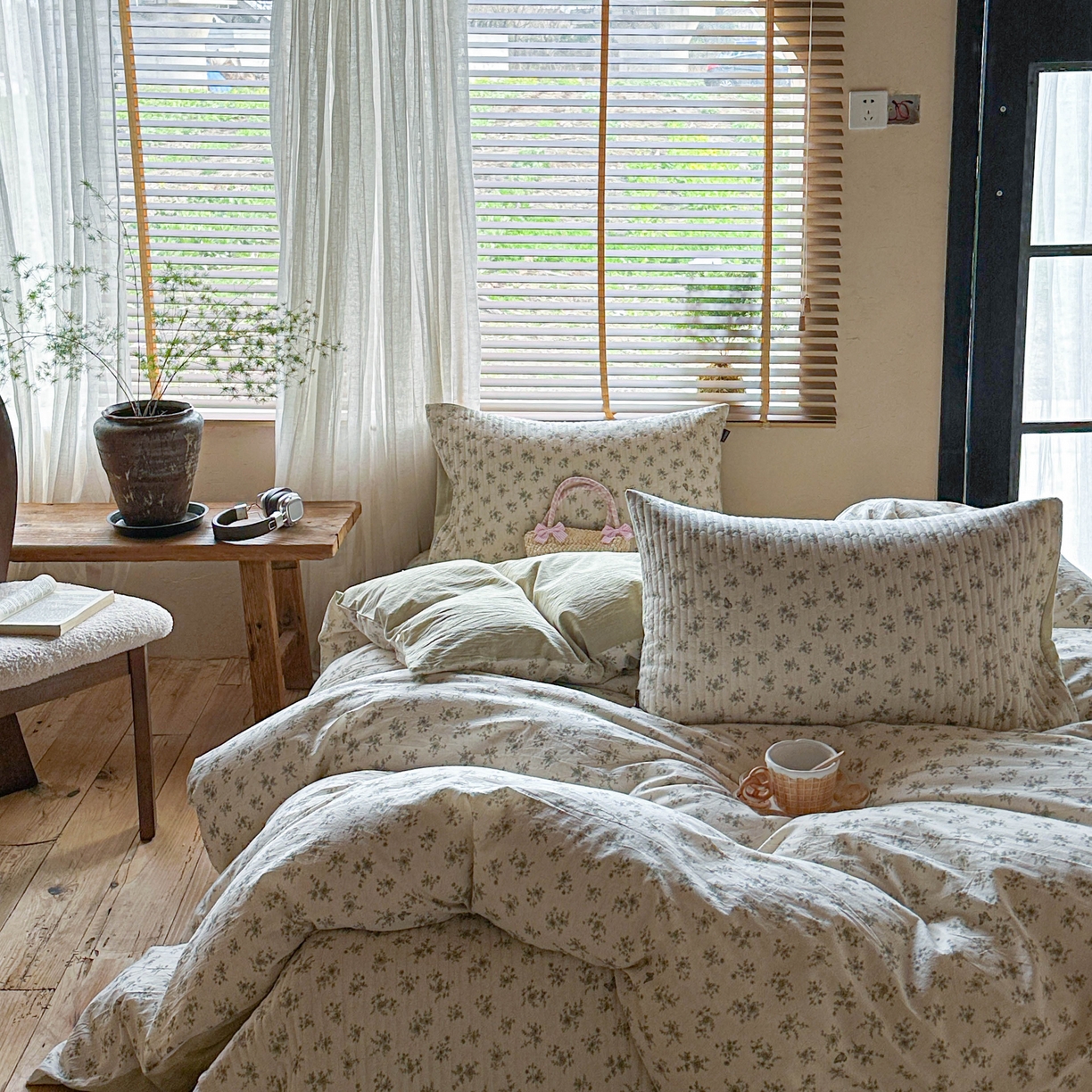 91家纺网 家纺一手货源 找家纺 孑寐家纺 2026新款亲肤舒适全棉棉麻床盖四件套 清风蝶语