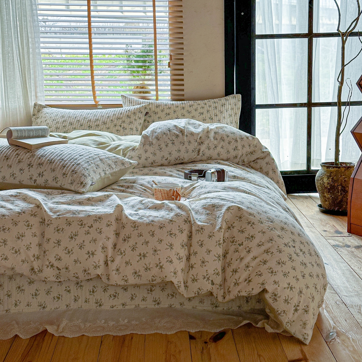 91家纺网 家纺一手货源 找家纺 孑寐家纺 2026新款亲肤舒适全棉棉麻床盖四件套 清风蝶语