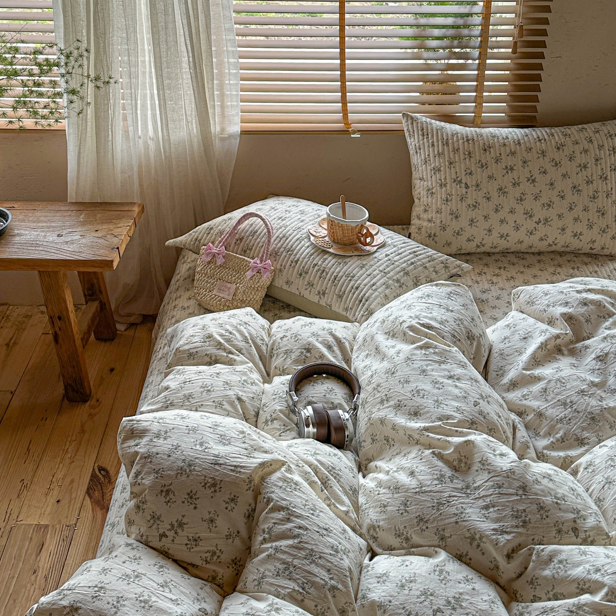 91家纺网 家纺一手货源 找家纺 孑寐家纺 2026新款亲肤舒适全棉棉麻床盖四件套 清风蝶语