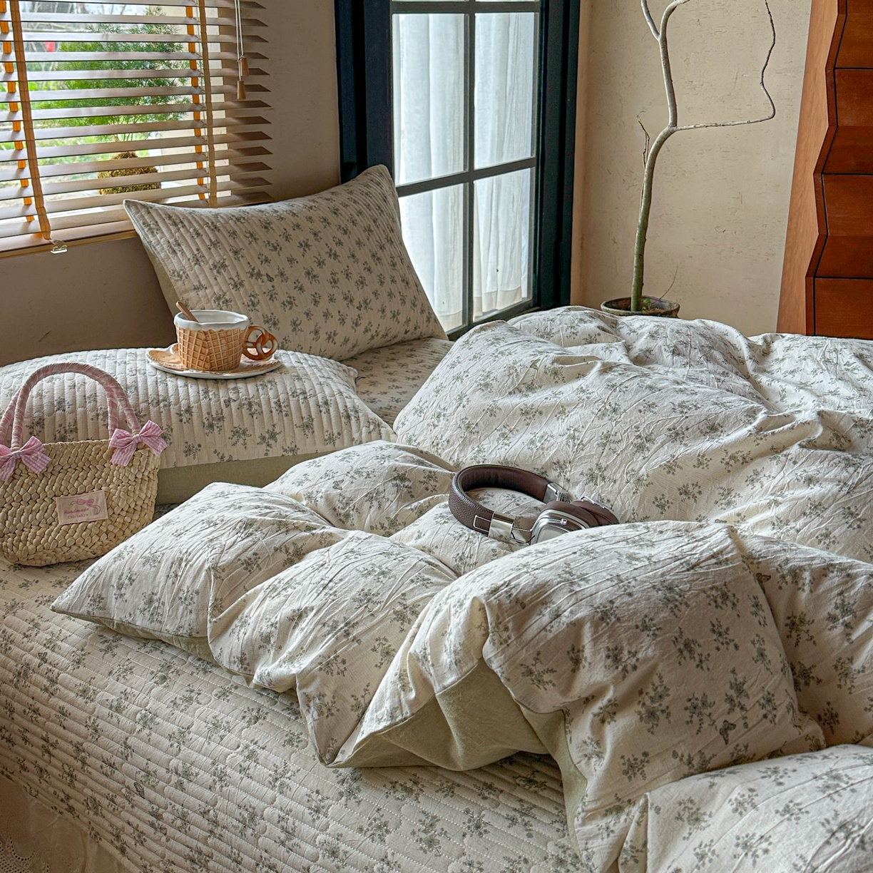 91家纺网 家纺一手货源 找家纺 孑寐家纺 2026新款亲肤舒适全棉棉麻床盖四件套 清风蝶语