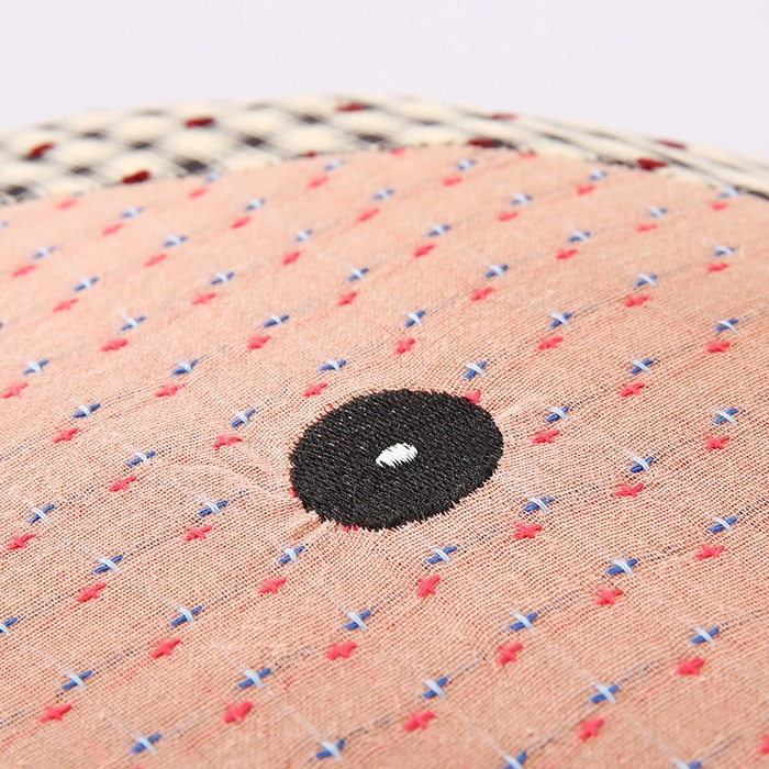 91家纺网 家纺一手货源 找家纺 蔻眠 米洛熊-全棉刺绣卡通荞麦护颈枕头儿童学生荞麦枕芯 米洛熊-粉色