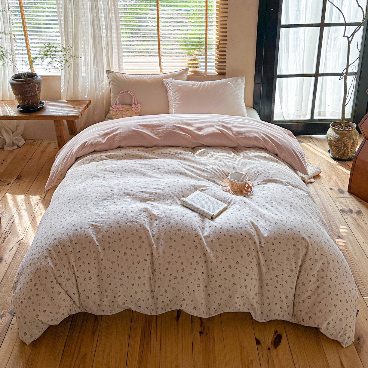 91家纺网 家纺一手货源 找家纺 孑寐家纺 2026新款亲肤舒适全棉棉麻床盖四件套 秋野拾花