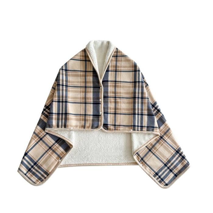 91家纺网 家纺一手货源 找家纺 丹本家纺 2026新款跨境电商爆款多功能办公室午休毯礼品毯可穿披肩盖毯毛毯毯子 蓝咖