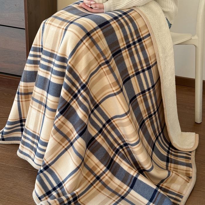 91家纺网 家纺一手货源 找家纺 丹本家纺 2026新款跨境电商爆款多功能办公室午休毯礼品毯可穿披肩盖毯毛毯毯子 蓝咖