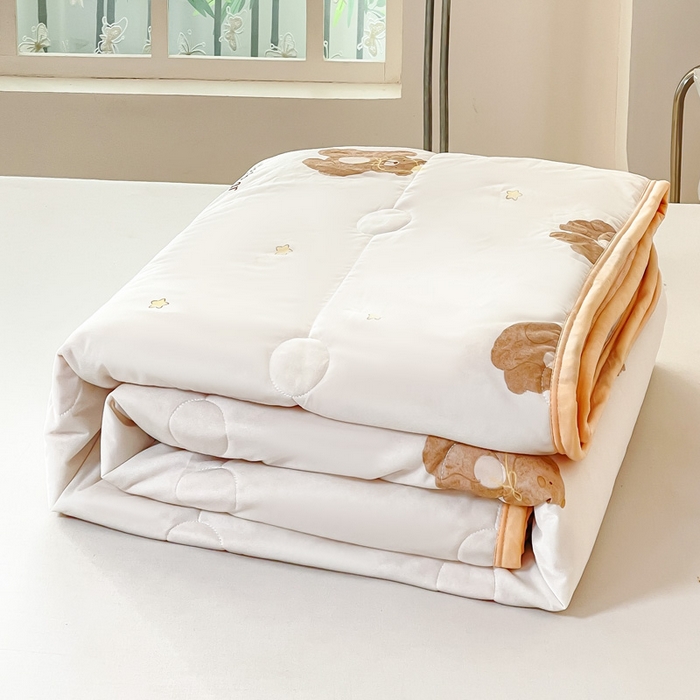 91家纺网 家纺一手货源 找家纺 禹祥家纺 2026新款凉感丝夏凉被冰淇淋印花夏被空调被夏季薄被子直播爆款 笨笨熊