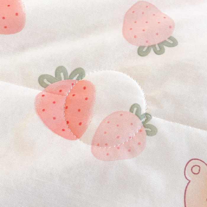 91家纺网 家纺一手货源 找家纺 禹祥家纺 2026新款凉感丝夏凉被冰淇淋印花夏被空调被夏季薄被子直播爆款 草莓兔