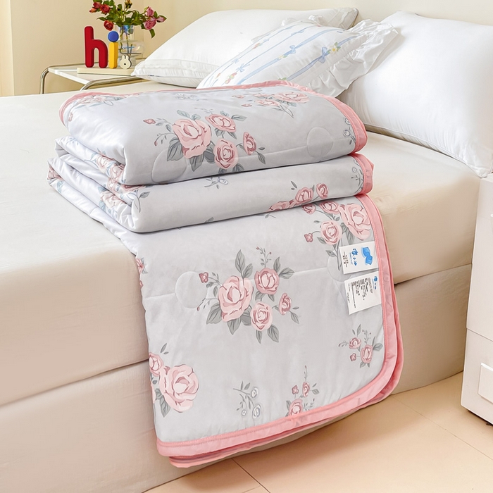 91家纺网 家纺一手货源 找家纺 禹祥家纺 2026新款凉感丝夏凉被冰淇淋印花夏被空调被夏季薄被子直播爆款 繁花