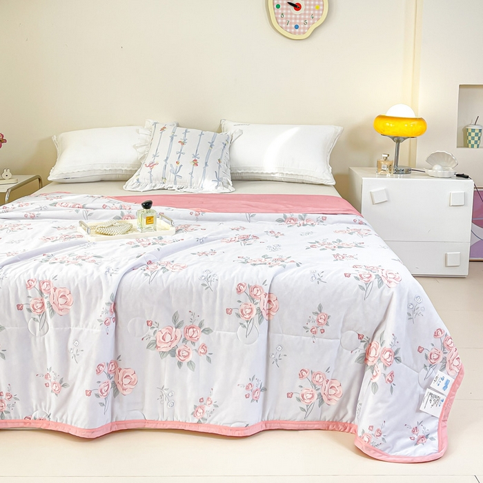 91家纺网 家纺一手货源 找家纺 禹祥家纺 2026新款凉感丝夏凉被冰淇淋印花夏被空调被夏季薄被子直播爆款 繁花