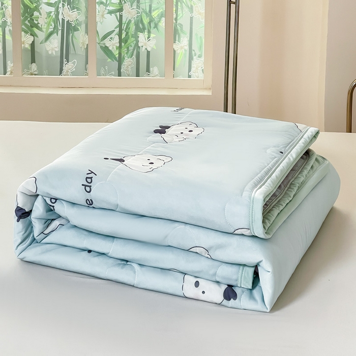 91家纺网 家纺一手货源 找家纺 禹祥家纺 2026新款凉感丝夏凉被冰淇淋印花夏被空调被夏季薄被子直播爆款 顽皮狗-绿