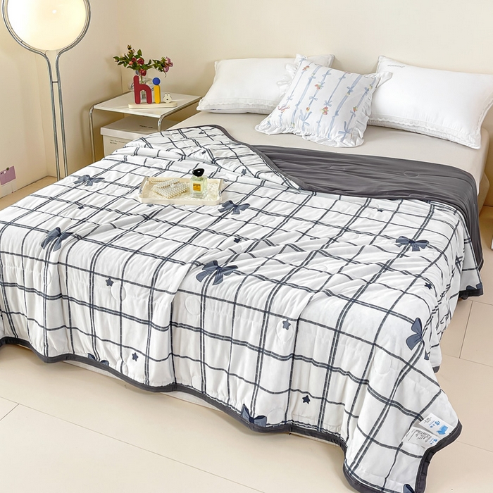 91家纺网 家纺一手货源 找家纺 禹祥家纺 2026新款凉感丝夏凉被冰淇淋印花夏被空调被夏季薄被子直播爆款 蝴蝶结