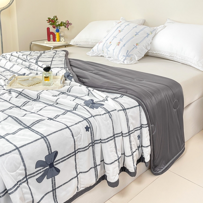 91家纺网 家纺一手货源 找家纺 禹祥家纺 2026新款凉感丝夏凉被冰淇淋印花夏被空调被夏季薄被子直播爆款 蝴蝶结