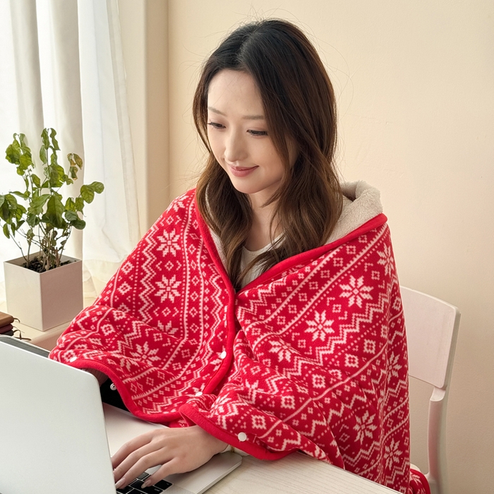 91家纺网 家纺一手货源 找家纺 丹本家纺 2026新款跨境电商爆款多功能办公室午休毯礼品毯可穿披肩盖毯毛毯毯子 雪花