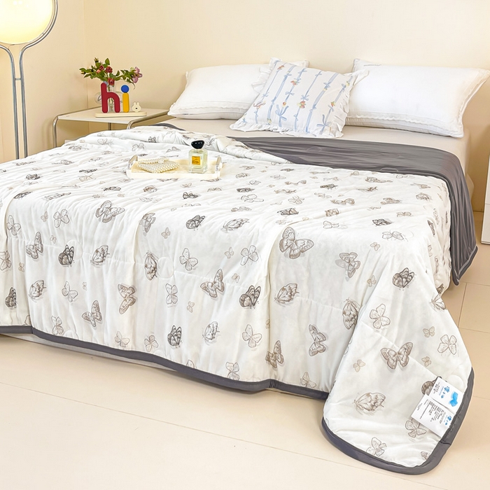 91家纺网 家纺一手货源 找家纺 禹祥家纺 2026新款凉感丝夏凉被冰淇淋印花夏被空调被夏季薄被子直播爆款 蝶恋