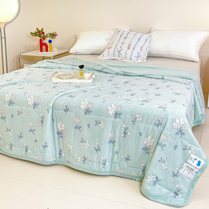 91家纺网 家纺一手货源 找家纺 禹祥家纺 2026新款凉感丝夏凉被冰淇淋印花夏被空调被夏季薄被子直播爆款 花草派对