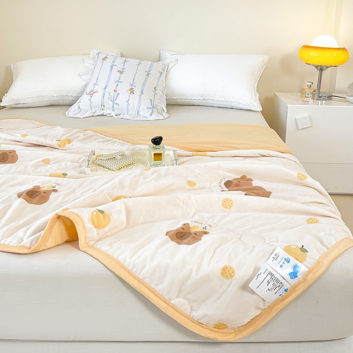 91家纺网 家纺一手货源 找家纺 禹祥家纺 2026新款凉感丝夏凉被冰淇淋印花夏被空调被夏季薄被子直播爆款 卡皮巴拉