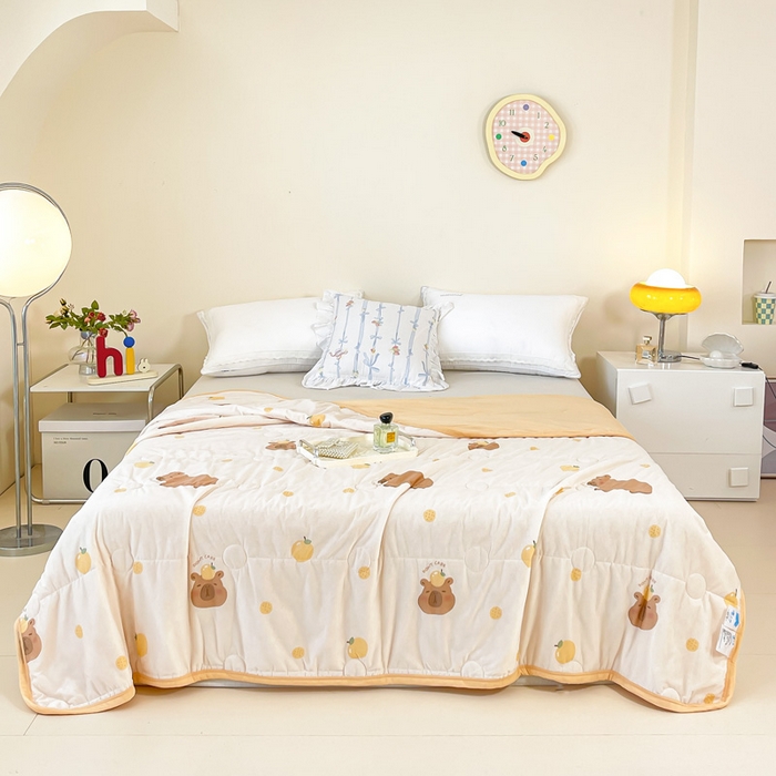 91家纺网 家纺一手货源 找家纺 禹祥家纺 2026新款凉感丝夏凉被冰淇淋印花夏被空调被夏季薄被子直播爆款 卡皮巴拉