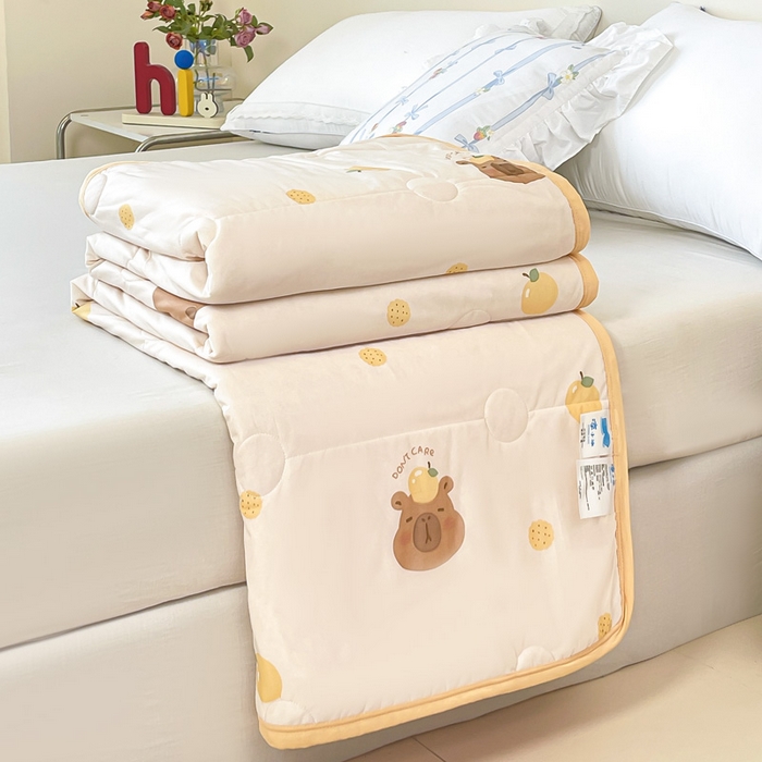 91家纺网 家纺一手货源 找家纺 禹祥家纺 2026新款凉感丝夏凉被冰淇淋印花夏被空调被夏季薄被子直播爆款 卡皮巴拉