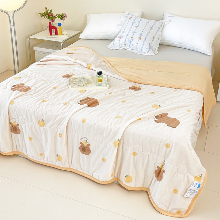 91家纺网 家纺一手货源 找家纺 禹祥家纺 2026新款凉感丝夏凉被冰淇淋印花夏被空调被夏季薄被子直播爆款 卡皮巴拉