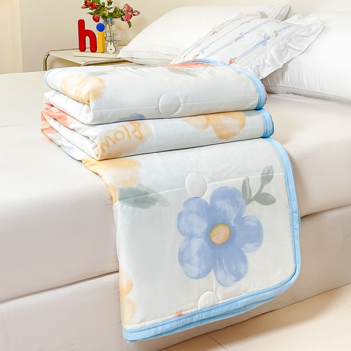 91家纺网 家纺一手货源 找家纺 禹祥家纺 2026新款凉感丝夏凉被冰淇淋印花夏被空调被夏季薄被子直播爆款 花开漫漫