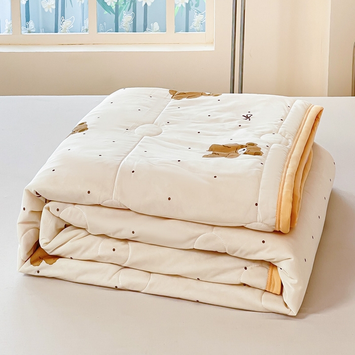 91家纺网 家纺一手货源 找家纺 禹祥家纺 2026新款凉感丝夏凉被冰淇淋印花夏被空调被夏季薄被子直播爆款 可爱熊