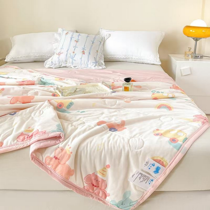 91家纺网 家纺一手货源 找家纺 禹祥家纺 2026新款凉感丝夏凉被冰淇淋印花夏被空调被夏季薄被子直播爆款 小汽车