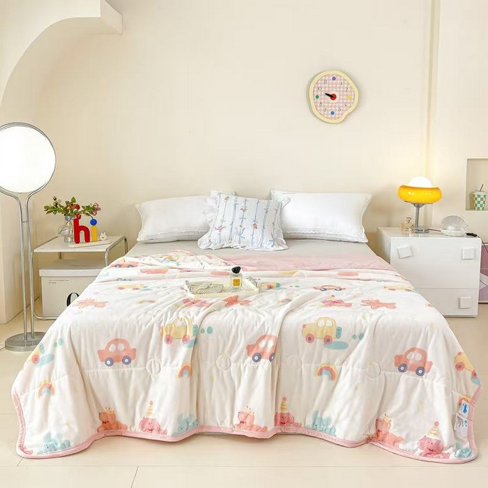 91家纺网 家纺一手货源 找家纺 禹祥家纺 2026新款凉感丝夏凉被冰淇淋印花夏被空调被夏季薄被子直播爆款 小汽车