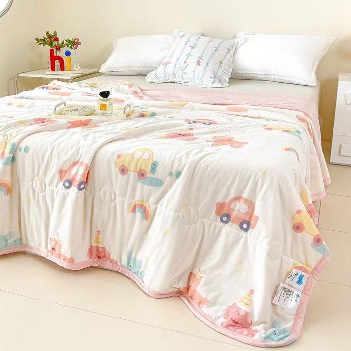 91家纺网 家纺一手货源 找家纺 禹祥家纺 2026新款凉感丝夏凉被冰淇淋印花夏被空调被夏季薄被子直播爆款 小汽车