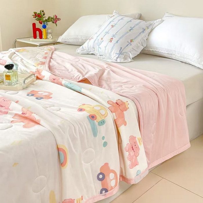 91家纺网 家纺一手货源 找家纺 禹祥家纺 2026新款凉感丝夏凉被冰淇淋印花夏被空调被夏季薄被子直播爆款 小汽车