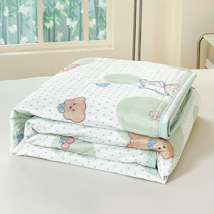 91家纺网 家纺一手货源 找家纺 禹祥家纺 2026新款凉感丝夏凉被冰淇淋印花夏被空调被夏季薄被子直播爆款 樱桃熊