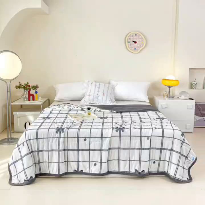 91家纺网 家纺一手货源 找家纺 禹祥家纺 2026新款凉感丝夏凉被冰淇淋印花夏被空调被夏季薄被子直播爆款 蝴蝶结