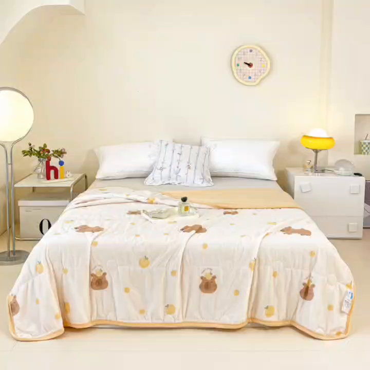 91家纺网 家纺一手货源 找家纺 禹祥家纺 2026新款凉感丝夏凉被冰淇淋印花夏被空调被夏季薄被子直播爆款 卡皮巴拉