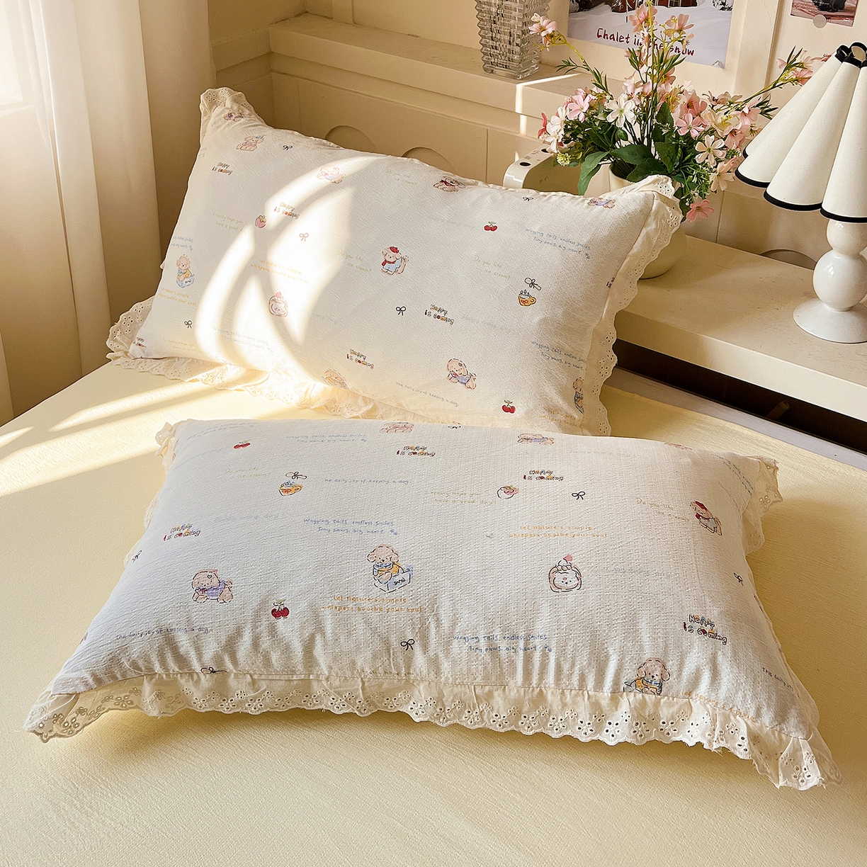 91家纺网 家纺一手货源 找家纺 （总）一比一家纺 2026新款彩色花边木棉皱皱纱夏被四件套