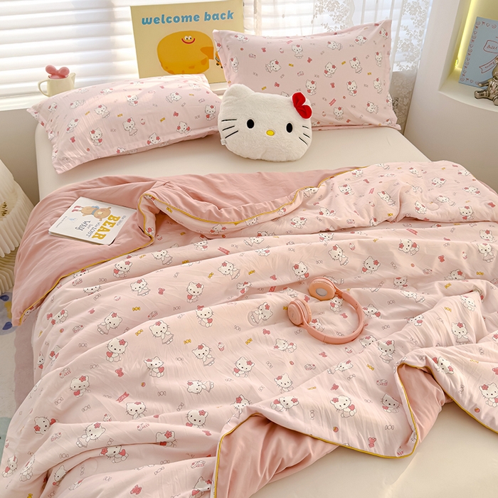 91家纺网 家纺一手货源 找家纺 桔禾家纺 2026水洗皱皱纱夏被  KT猫