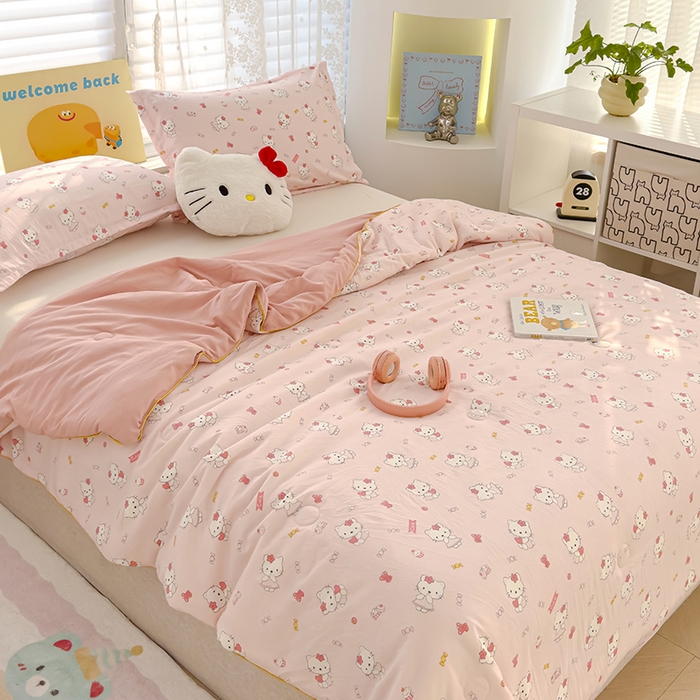 91家纺网 家纺一手货源 找家纺 桔禾家纺 2026水洗皱皱纱夏被  KT猫