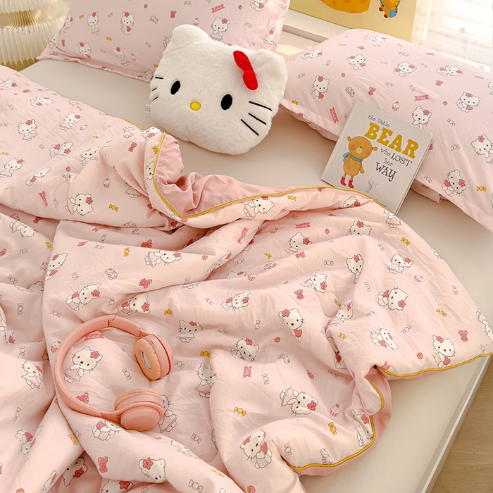 91家纺网 家纺一手货源 找家纺 桔禾家纺 2026水洗皱皱纱夏被  KT猫