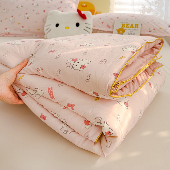 91家纺网 家纺一手货源 找家纺 桔禾家纺 2026水洗皱皱纱夏被  KT猫