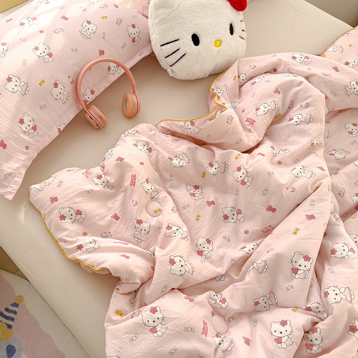 91家纺网 家纺一手货源 找家纺 桔禾家纺 2026水洗皱皱纱夏被  KT猫