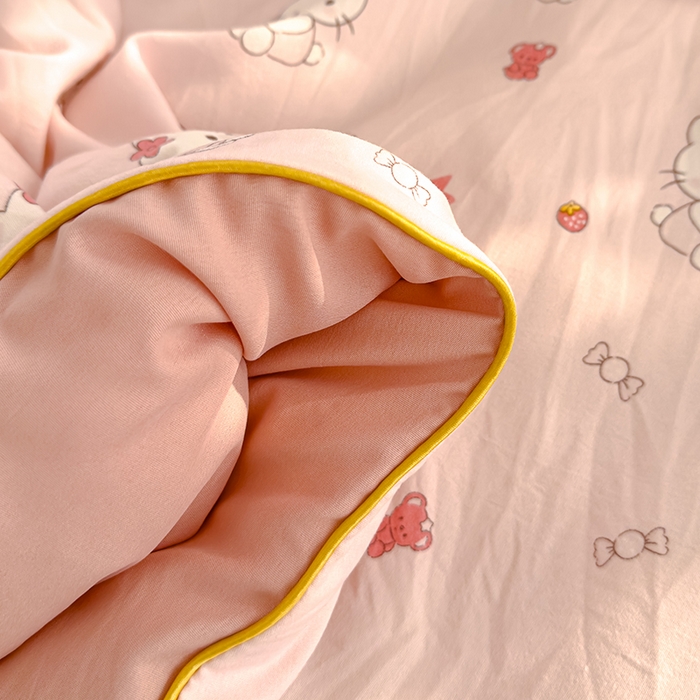 91家纺网 家纺一手货源 找家纺 桔禾家纺 2026水洗皱皱纱夏被  KT猫