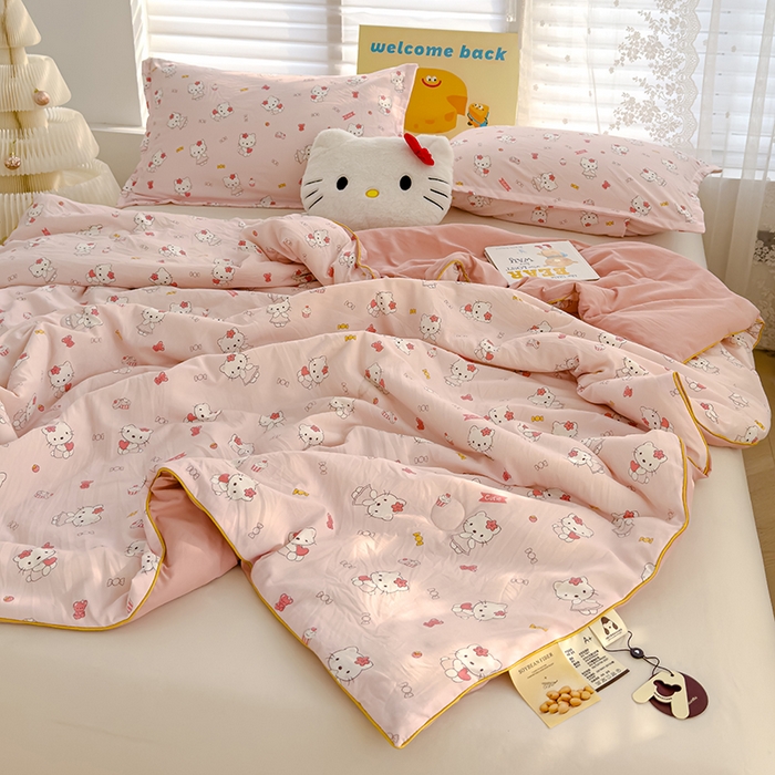 91家纺网 家纺一手货源 找家纺 桔禾家纺 2026水洗皱皱纱夏被  KT猫