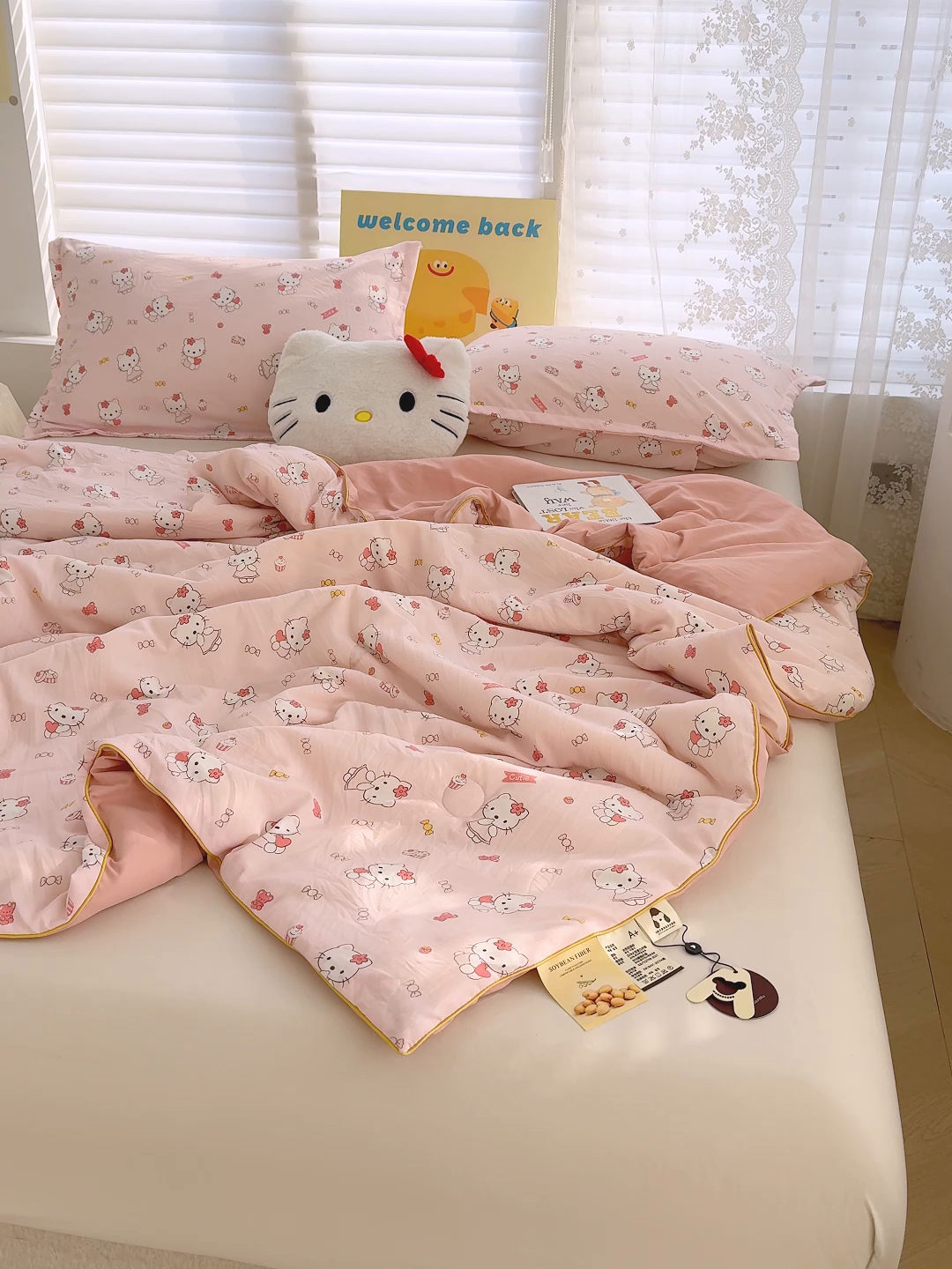 91家纺网 家纺一手货源 找家纺 桔禾家纺 2026水洗皱皱纱夏被  KT猫