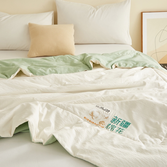 91家纺网 家纺一手货源 找家纺 蓝冰家纺 2026新款泡芙棉夏被夏凉被空调被 白拼绿