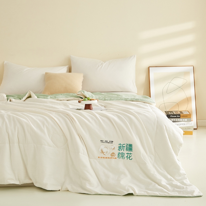 91家纺网 家纺一手货源 找家纺 蓝冰家纺 2026新款泡芙棉夏被夏凉被空调被 白拼绿
