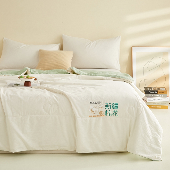 91家纺网 家纺一手货源 找家纺 蓝冰家纺 2026新款泡芙棉夏被夏凉被空调被 白拼绿