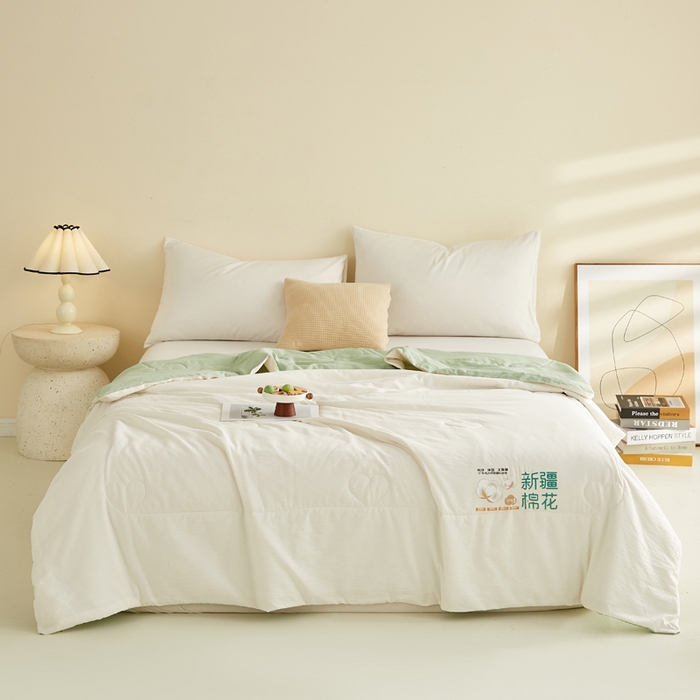 91家纺网 家纺一手货源 找家纺 蓝冰家纺 2026新款泡芙棉夏被夏凉被空调被 白拼绿