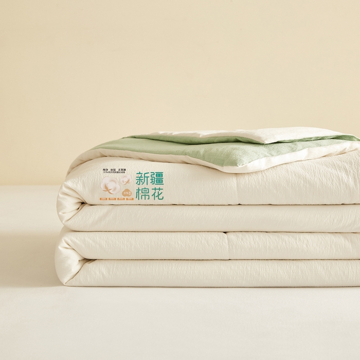 蓝冰家纺 2026新款泡芙棉夏被夏凉被空调被 白拼绿