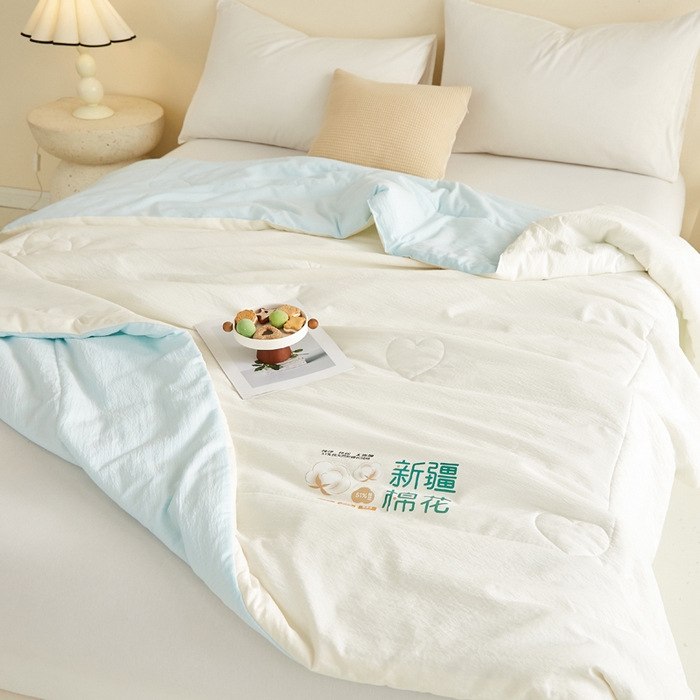 91家纺网 家纺一手货源 找家纺 蓝冰家纺 2026新款泡芙棉夏被夏凉被空调被 白拼蓝