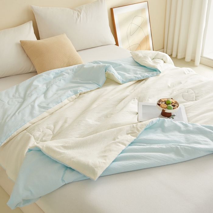 91家纺网 家纺一手货源 找家纺 蓝冰家纺 2026新款泡芙棉夏被夏凉被空调被 白拼蓝