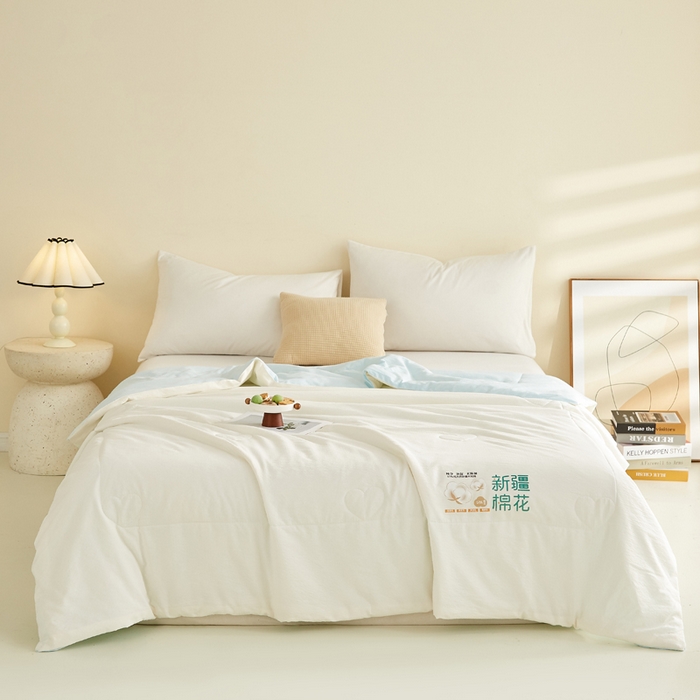 91家纺网 家纺一手货源 找家纺 蓝冰家纺 2026新款泡芙棉夏被夏凉被空调被 白拼蓝